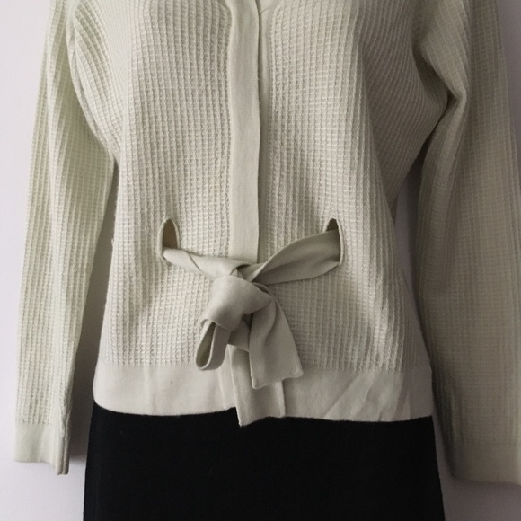 MARLOWE ITALY 70% Cashmere + 30% Silk Pale Green Rib Knit Belted Cardigan S - Picture 3 of 5